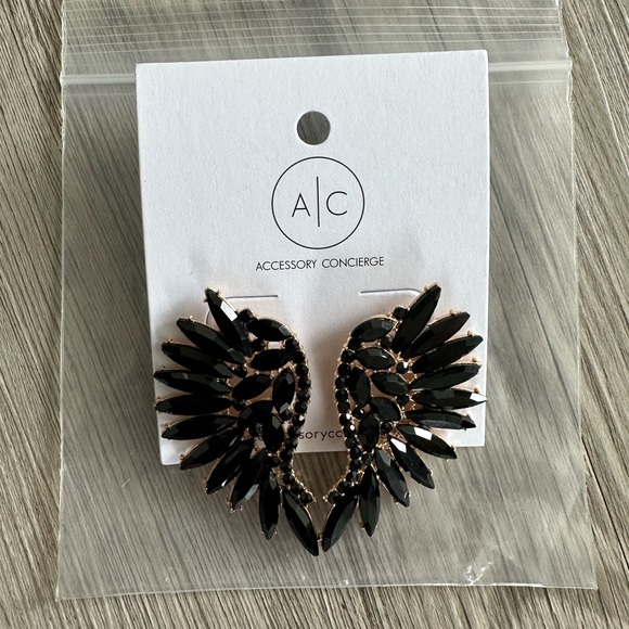 Vici Swan Crystal Drop Earrings in Black - Picture 9 of 15